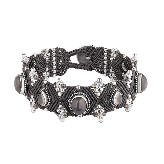 UMA bracelet with moonstone, dark grey